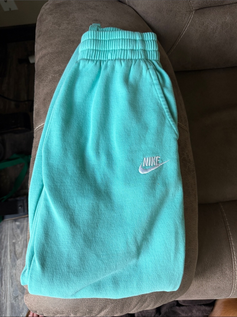 Nike Kids Teal Joggers with White Swoosh